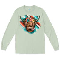 Matcha highland cow serape Long Sleeve Tee - JahusDesignShop
