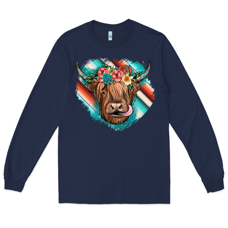 Highland Cow Serape Long Sleeve Tee by JahusDesignShop | Teevron