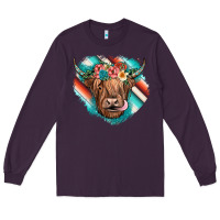 Plum highland cow serape Long Sleeve Tee - JahusDesignShop