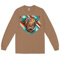 Toasted Coconut highland cow serape Long Sleeve Tee - JahusDesignShop