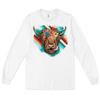 White highland cow serape Long Sleeve Tee - JahusDesignShop