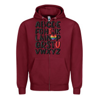 Burgundy pride alphabet Zipper Hoodie - MaliasSmallBusiness