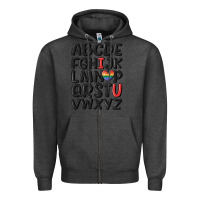 Charcoal Heather pride alphabet Zipper Hoodie - MaliasSmallBusiness