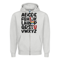 Dove Grey pride alphabet Zipper Hoodie - MaliasSmallBusiness