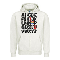 Oatmeal Heather pride alphabet Zipper Hoodie - MaliasSmallBusiness