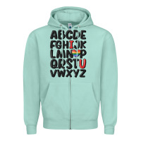 Seafoam pride alphabet Zipper Hoodie - MaliasSmallBusiness