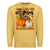 Antique Gold fall for jesus he never leaves Premium Sweatshirt - MaliasSmallBusiness