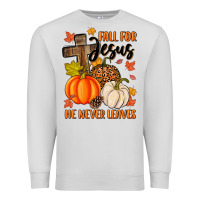 Dove Grey fall for jesus he never leaves Premium Sweatshirt - MaliasSmallBusiness