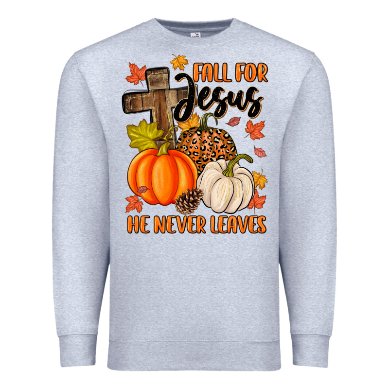 Fall For Jesus He Never Leaves Premium Sweatshirt by MaliasSmallBusiness | Teevron