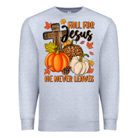 Heather Grey fall for jesus he never leaves Premium Sweatshirt - MaliasSmallBusiness