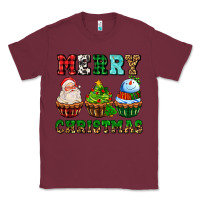 Burgundy merry christmas with cupcakes Classic Tee - AdoDesignShop
