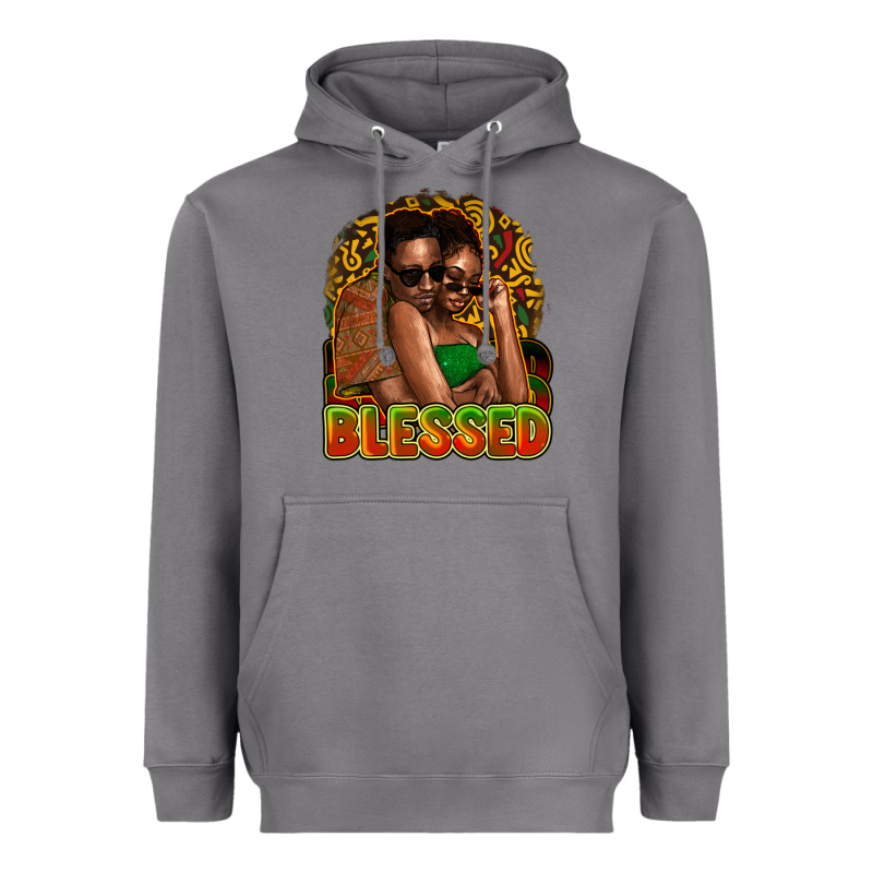 Black Couple Blessed Heavyweight Hoodie by NancyCooperArtShop | Teevron