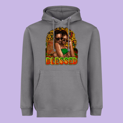 Black Couple Blessed Heavyweight Hoodie Designed By Nancycooperartshop