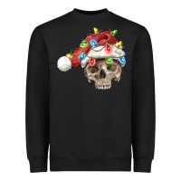 Black Christmas skull with santa hat Heavyweight Sweatshirt - FaDigitalArtStudio