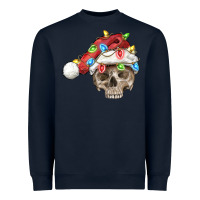 Navy Christmas skull with santa hat Heavyweight Sweatshirt - FaDigitalArtStudio