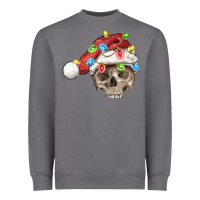 Christmas Skull With Santa Hat Heavyweight Sweatshirt | Teevron