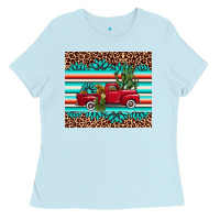 Baby Blue truck gemstone leopard Ladies Tee - AdoDesignShop