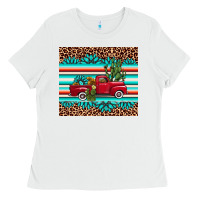 White truck gemstone leopard Ladies Tee - AdoDesignShop