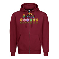 Burgundy hello spring Zipper Hoodie - MaliasSmallBusiness