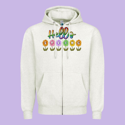 Hello Spring Zipper Hoodie Designed By Maliassmallbusiness