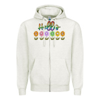Oatmeal Heather hello spring Zipper Hoodie - MaliasSmallBusiness