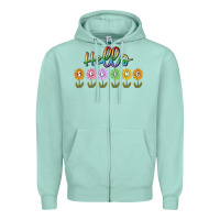 Seafoam hello spring Zipper Hoodie - MaliasSmallBusiness