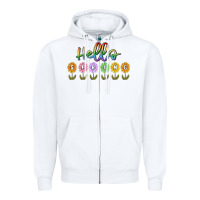 White hello spring Zipper Hoodie - MaliasSmallBusiness