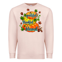 Pale Pink grateful thankful blessed Premium Sweatshirt - MaliasSmallBusiness