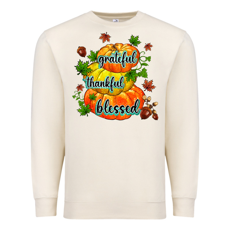 Grateful Thankful Blessed Premium Sweatshirt by MaliasSmallBusiness | Teevron