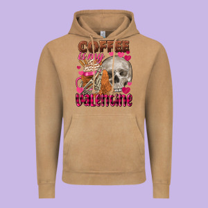 Coffee Is My Valentine Skull Vintage Hoodie Designed By Fadigitalartstudio