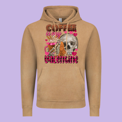 Coffee Is My Valentine Skull Vintage Hoodie Designed By Fadigitalartstudio