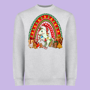 Christmas Unicorn Rainbow Heavyweight Sweatshirt Designed By Fadigitalartstudio