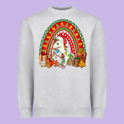 Christmas Unicorn Rainbow Heavyweight Sweatshirt Designed By Fadigitalartstudio