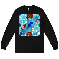 Black patriotic fireworks and sunflower Long Sleeve Tee - BundleAndBundleShop