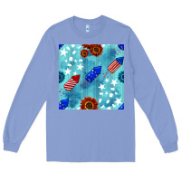 Colony Blue patriotic fireworks and sunflower Long Sleeve Tee - BundleAndBundleShop