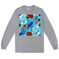 Heather Grey patriotic fireworks and sunflower Long Sleeve Tee - BundleAndBundleShop