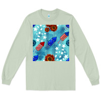 Matcha patriotic fireworks and sunflower Long Sleeve Tee - BundleAndBundleShop