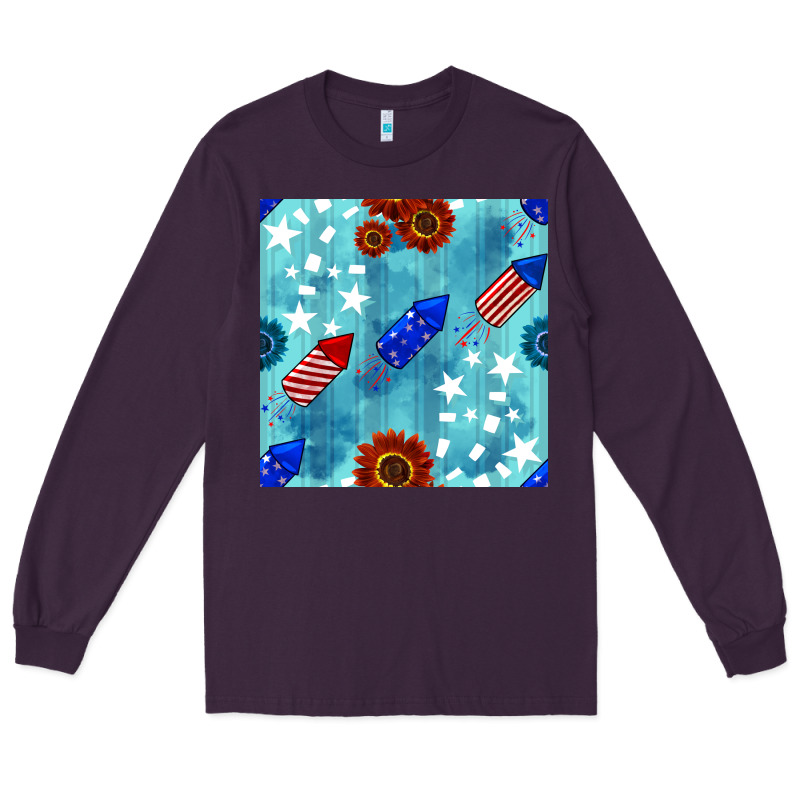 Patriotic Fireworks And Sunflower Long Sleeve Tee by BundleAndBundleShop | Teevron