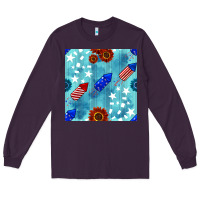 Plum patriotic fireworks and sunflower Long Sleeve Tee - BundleAndBundleShop