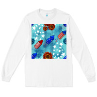 White patriotic fireworks and sunflower Long Sleeve Tee - BundleAndBundleShop