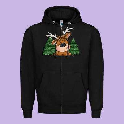 Personalized Christmas Deer Zipper Hoodie Designed By Maliassmallbusiness
