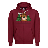 Burgundy Personalized Christmas deer Zipper Hoodie - MaliasSmallBusiness
