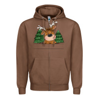 Chestnut Personalized Christmas deer Zipper Hoodie - MaliasSmallBusiness