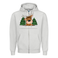 Dove Grey Personalized Christmas deer Zipper Hoodie - MaliasSmallBusiness