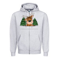 Heather Grey Personalized Christmas deer Zipper Hoodie - MaliasSmallBusiness