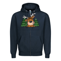Navy Personalized Christmas deer Zipper Hoodie - MaliasSmallBusiness
