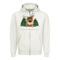Oatmeal Heather Personalized Christmas deer Zipper Hoodie - MaliasSmallBusiness