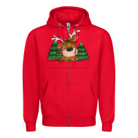 Red Personalized Christmas deer Zipper Hoodie - MaliasSmallBusiness