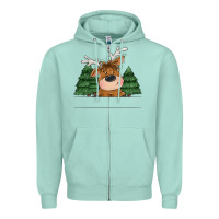 Seafoam Personalized Christmas deer Zipper Hoodie - MaliasSmallBusiness