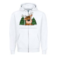 White Personalized Christmas deer Zipper Hoodie - MaliasSmallBusiness